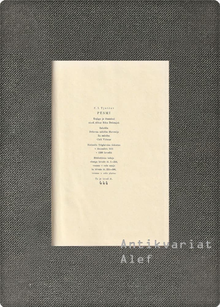 Fedor Ivanovič Tjutčev <br><strong>Pesmi (bibliofilska oštevilčena izdaja)</strong> - slika 2